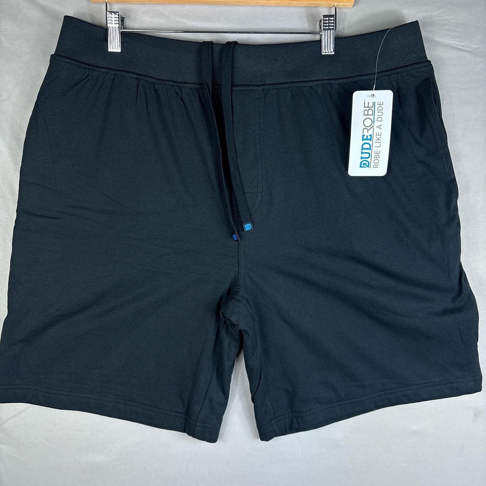 DudeRobe Lounge Shorts Mens L/XL Black Drawstring Waist Loungewear NWT